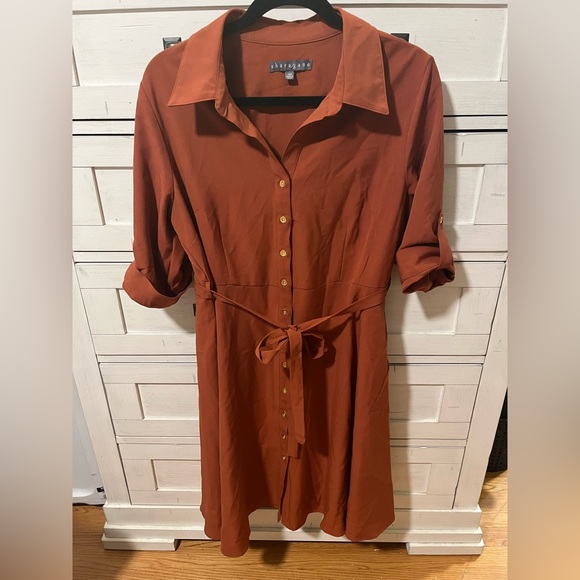 Sharagano | Dresses | Gorjess Pumpkin Colored Dress For Fall 4p | Poshmark